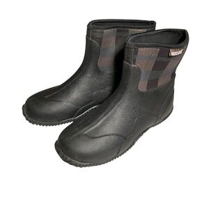 Muk Luks women’s 41 Black‎ and Brown Plaid rain Boots